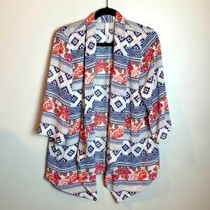 Xhilaration Geo / Floral Print Semi Sheer Kimono